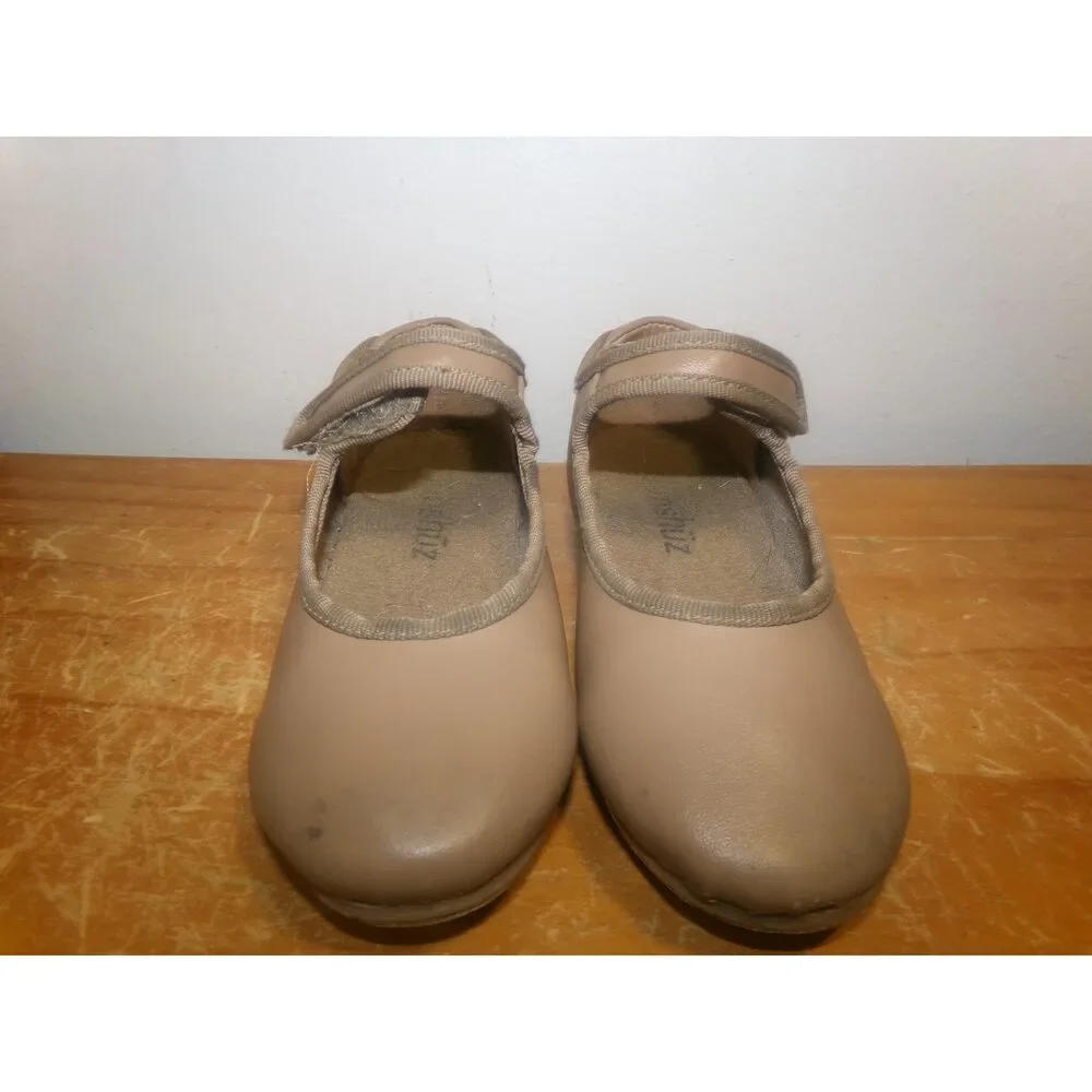 Pre-Owned Dance Tap Shoes Danshuz 534 Girl's 9M Tan Mary Jane Easy Strap